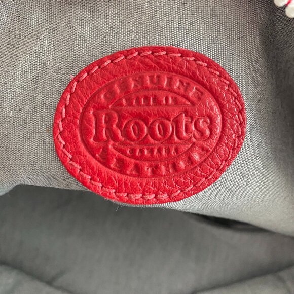 Roots Red Leather Satchel Bag With Stripe Detail - Picture 3 of 16